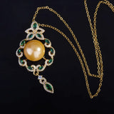 Vintage Geometry Ladies Pendant Necklace Pearl Zircon Classic Jewelry