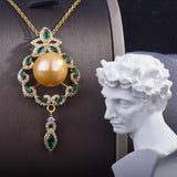 Vintage Geometry Ladies Pendant Necklace Pearl Zircon Classic Jewelry