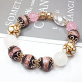 Vintage Glazed Sandstone Chalcedony Bracelet Lapis Lazuli Women's Bracelet