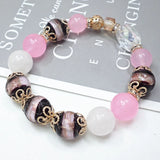 Vintage Glazed Sandstone Chalcedony Bracelet Lapis Lazuli Women's Bracelet