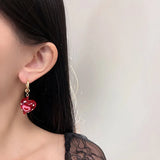 Vintage Red Love Heart Pendant Necklace for Women Boho Beaded Choker Charm