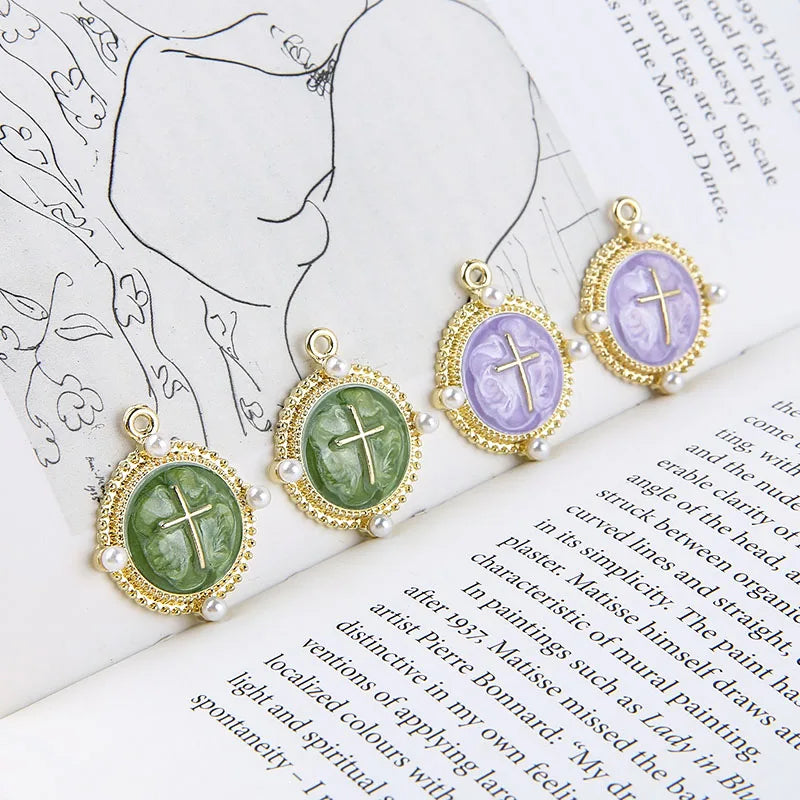 Vintage Glitter Enamel DIY Charms Oil Drop Earring Necklace Pendants