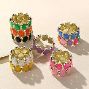 Vintage Resin Chain Bangle Bracelet Colorful Elastic Stretch Jewelry