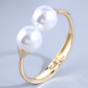 Vintage Cuff Bracelets & Bangles For Women Girls Big Pearl Charm Bangle