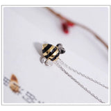 Vintage Bee Pendant Necklace 925 Sterling Silver Chain Women Wedding Jewelry