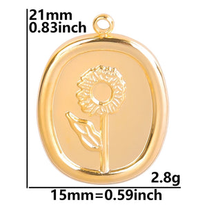 Vintage Flowers Stainless Steel Charm Hydraulic Daisy Pendants 5pcs