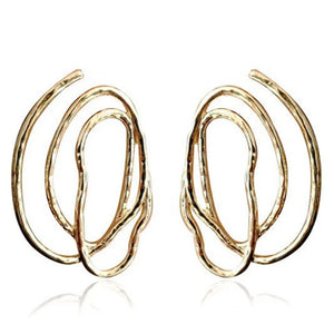 Vintage Spiral Stud Earrings Irregular Geometric Statement Jewelry