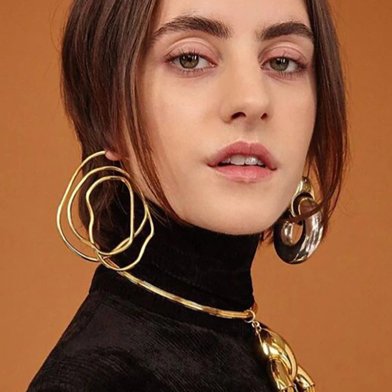 Vintage Spiral Stud Earrings Irregular Geometric Statement Jewelry