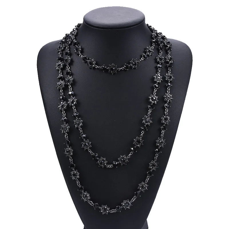 Vintage Layered Chain Simulated Pearl Statement Necklace Wedding Jewelry