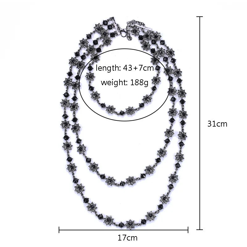 Vintage Layered Chain Simulated Pearl Statement Necklace Wedding Jewelry