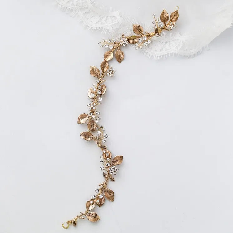 Vintage Leaf Women Headband Bridal Hair Vine Comb Crystal Hair Jewelry
