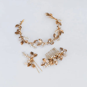Vintage Leaf Women Headband Bridal Hair Vine Comb Crystal Hair Jewelry