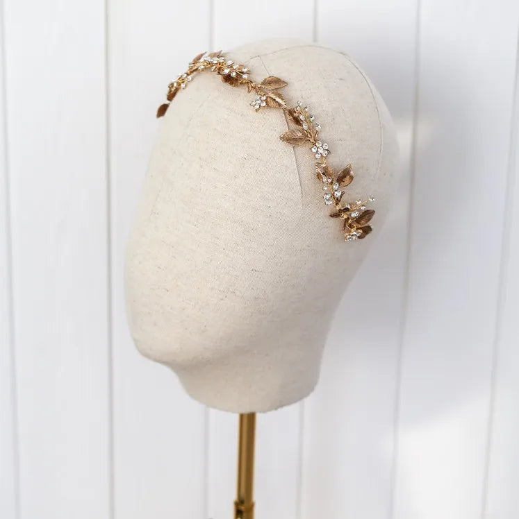 Vintage Leaf Women Headband Bridal Hair Vine Comb Crystal Hair Jewelry