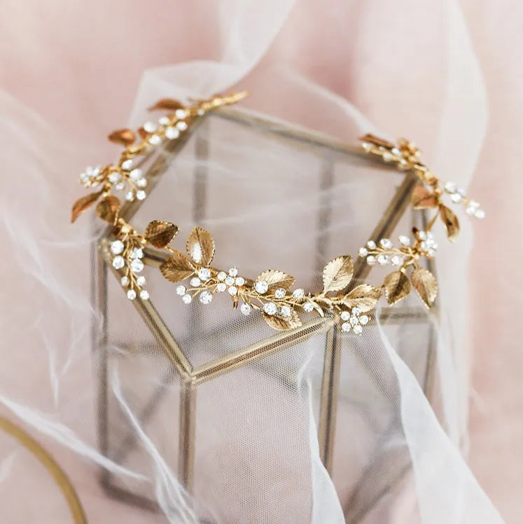 Vintage Leaf Women Headband Bridal Hair Vine Comb Crystal Hair Jewelry