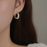 Vintage Pearl Hoop Earrings For Women Round Circle Cartilage Piercing Earring