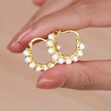 Vintage Pearl Hoop Earrings For Women Round Circle Cartilage Piercing Earring