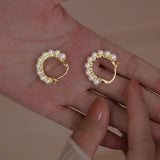 Vintage Pearl Hoop Earrings For Women Round Circle Cartilage Piercing Earring