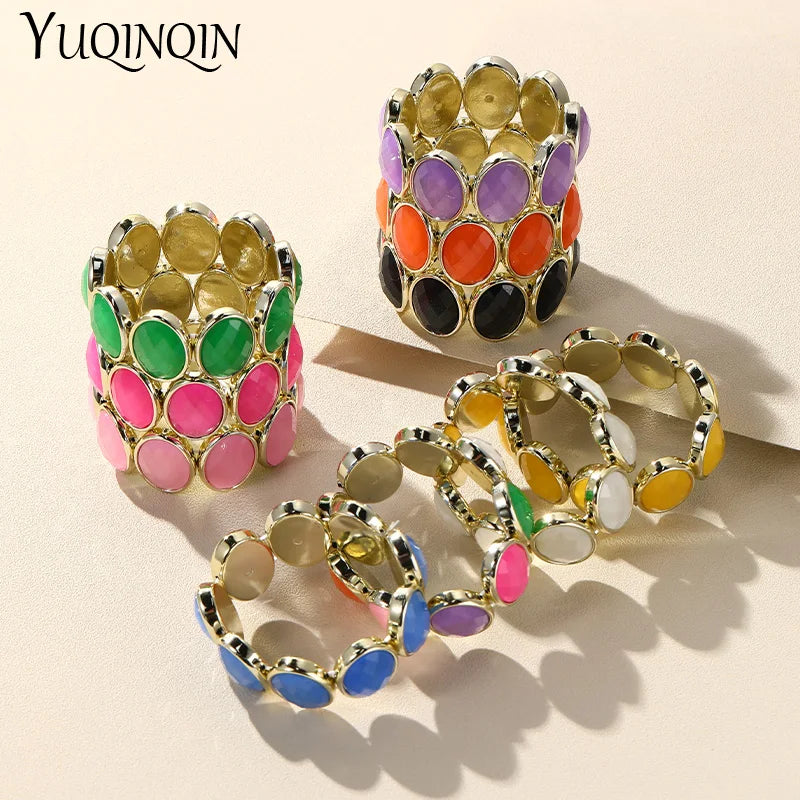 Resin Chain Bracelets Colorful Charm Bangle Stretch Jewelry