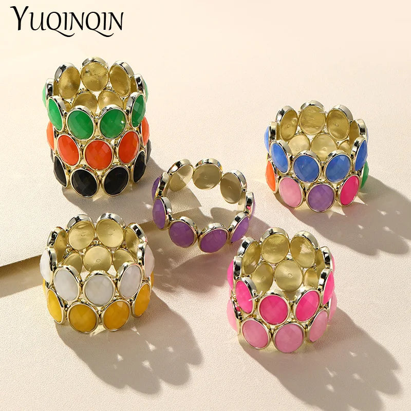Resin Chain Bracelets Colorful Charm Bangle Stretch Jewelry