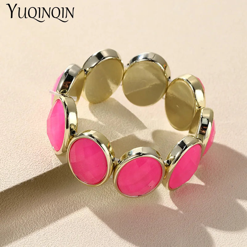 Resin Chain Bracelets Colorful Charm Bangle Stretch Jewelry