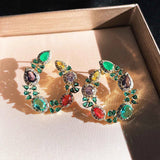 Vintage Silver Hoop Earrings with Crystal CZ Women Jewelry