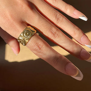 Geometric Hollow Titanium Steel Rings for Finger Jewelry