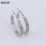Vintage Crystal Circle Hoop Earrings for Women Ear Clip Party Jewelry
