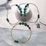 Vintage Plated Malachite Stone Cuff Bracelet Women