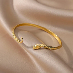 Vintage Plated Snake Bracelet Bangle Stainless Steel Adjustable