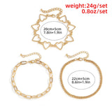 Vintage Silver Heart Multilayer Anklet Bracelet for Women