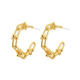 Vintage Silver Chain Hoop Earrings Geometric Round Brincos Jewelry
