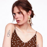 Vintage Silver Plated Big Round Clip Earrings for Women Girl