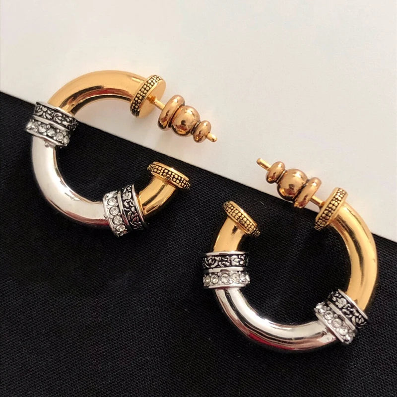 Vintage Silver C Shaped Earrings Women Punk Rock Gothic