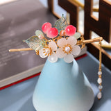 Vintage Tiara Hair Clips Flower Pearls Leaf Headband Tassel Hairpins