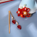 Vintage Tiara Hair Clips Flower Pearls Leaf Headband Tassel Hairpins