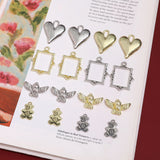 Vintage Silver Angel Bear Love Heart Pendant DIY Earrings Necklace Jewelry