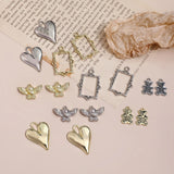 Vintage Silver Angel Bear Love Heart Pendant DIY Earrings Necklace Jewelry