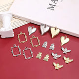 Vintage Silver Angel Bear Love Heart Pendant DIY Earrings Necklace Jewelry