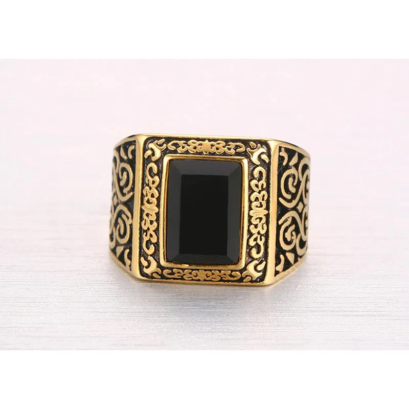 Vintage Gold Men's Engagement Ring Personalized Wedding Jewelry