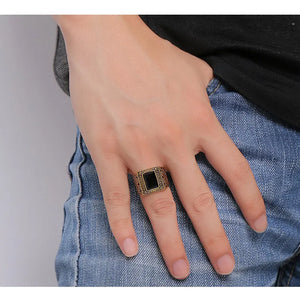Vintage Gold Men's Engagement Ring Personalized Wedding Jewelry