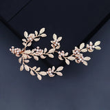 Vintage Golden Leaf Hair Clips Rhinestone Duckbill Clip Bridal Headpiece