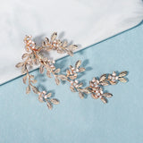 Vintage Golden Leaf Hair Clips Rhinestone Duckbill Clip Bridal Headpiece