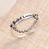 Vintage Good Luck Rings for Women Girls Female Chain Finger Open Ring Jewelry