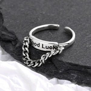 Vintage Good Luck Rings for Women Girls Female Chain Finger Open Ring Jewelry