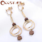 Vintage Goth Earrings Wooden Beads Suspension Pendientes