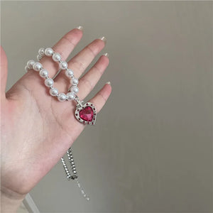 Vintage Pink Zircon Heart Choker Necklace