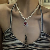Vintage Pink Zircon Heart Choker Necklace