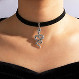 Vintage Goth Punk Snake Pendant Choker Necklace