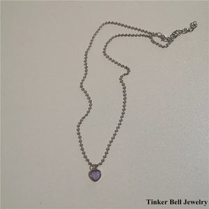 Vintage Goth Purple Love Heart Butterfly Necklace