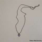 Vintage Goth Purple Love Heart Butterfly Necklace